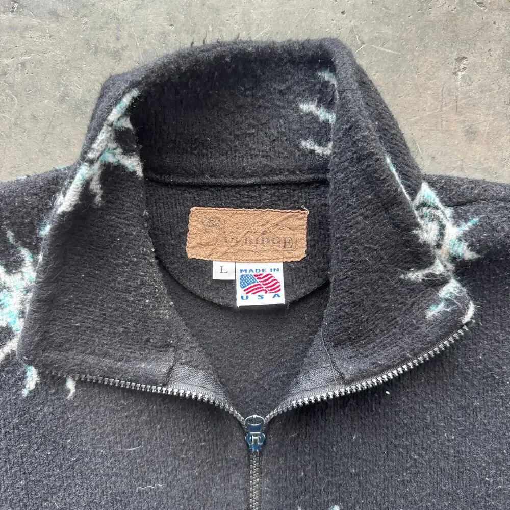 Vintage Y2k Bear Ridge Black Western Nature Longsleeve Black Full Zip Jacket L